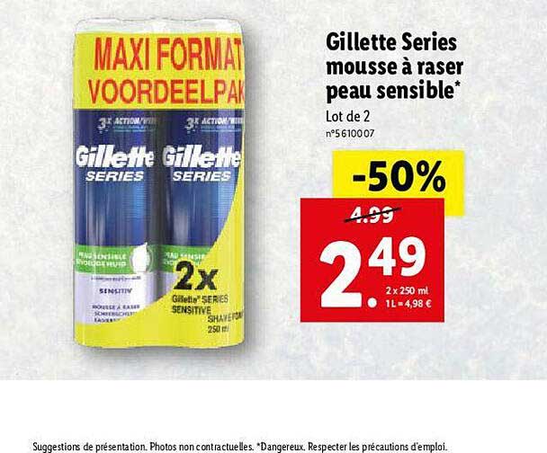 gillette séries mousse à raser peau sensible