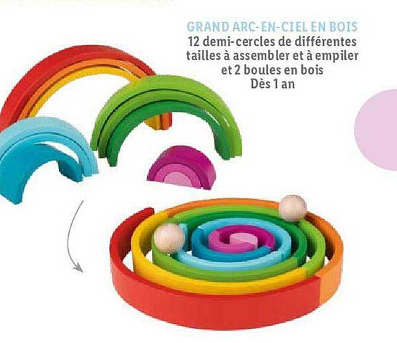 grand arc-en-ciel en bois