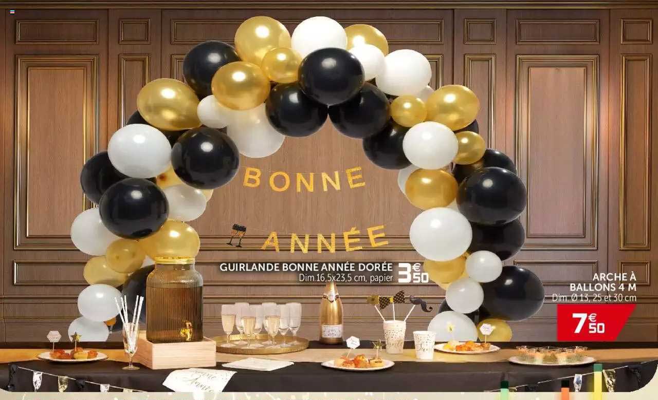 guirlande bonne année dorée arche à ballons 4 m