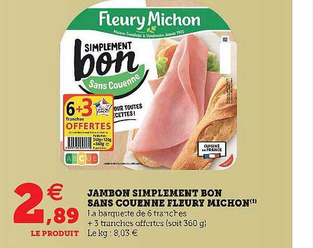 jambon simplement bon sans couenne fleury michon
