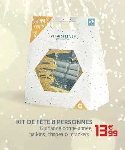 kit de fête 8 personnes guirlande bonne année ballons chapeaux crackers...