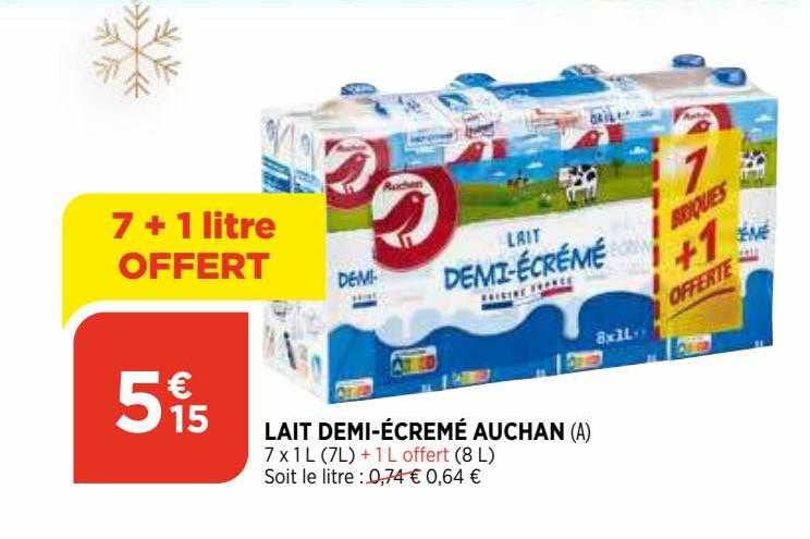 lait demi-écrémé auchan