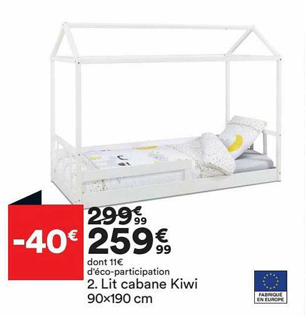 lit cabane kiwi 90x190 cm