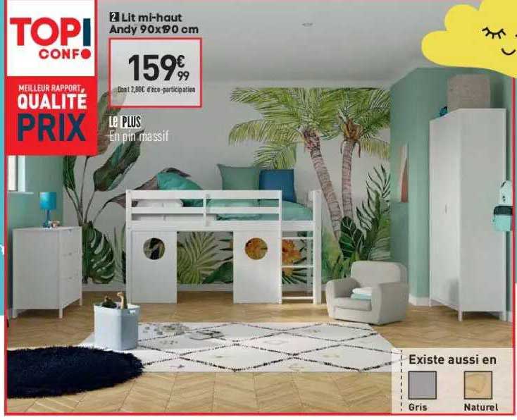 lit mi-haut andy 90 x 190 cm