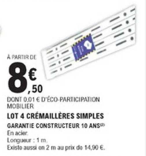 lot 4 crémaillères simples