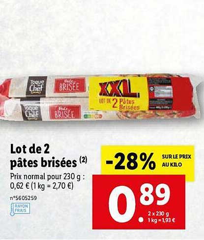lot de 2 pâtes brisées toque du chef