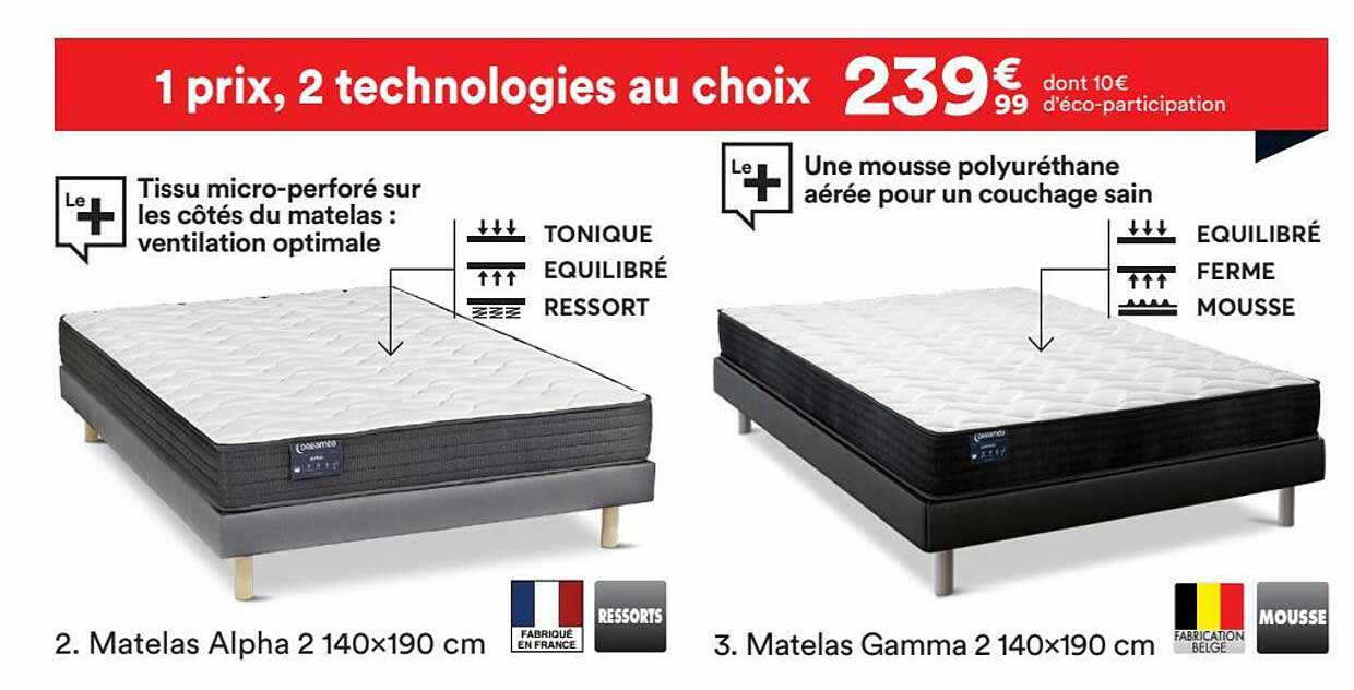 matelas alpha 2 140x190 cm matelas gamma 2 140x190 cm