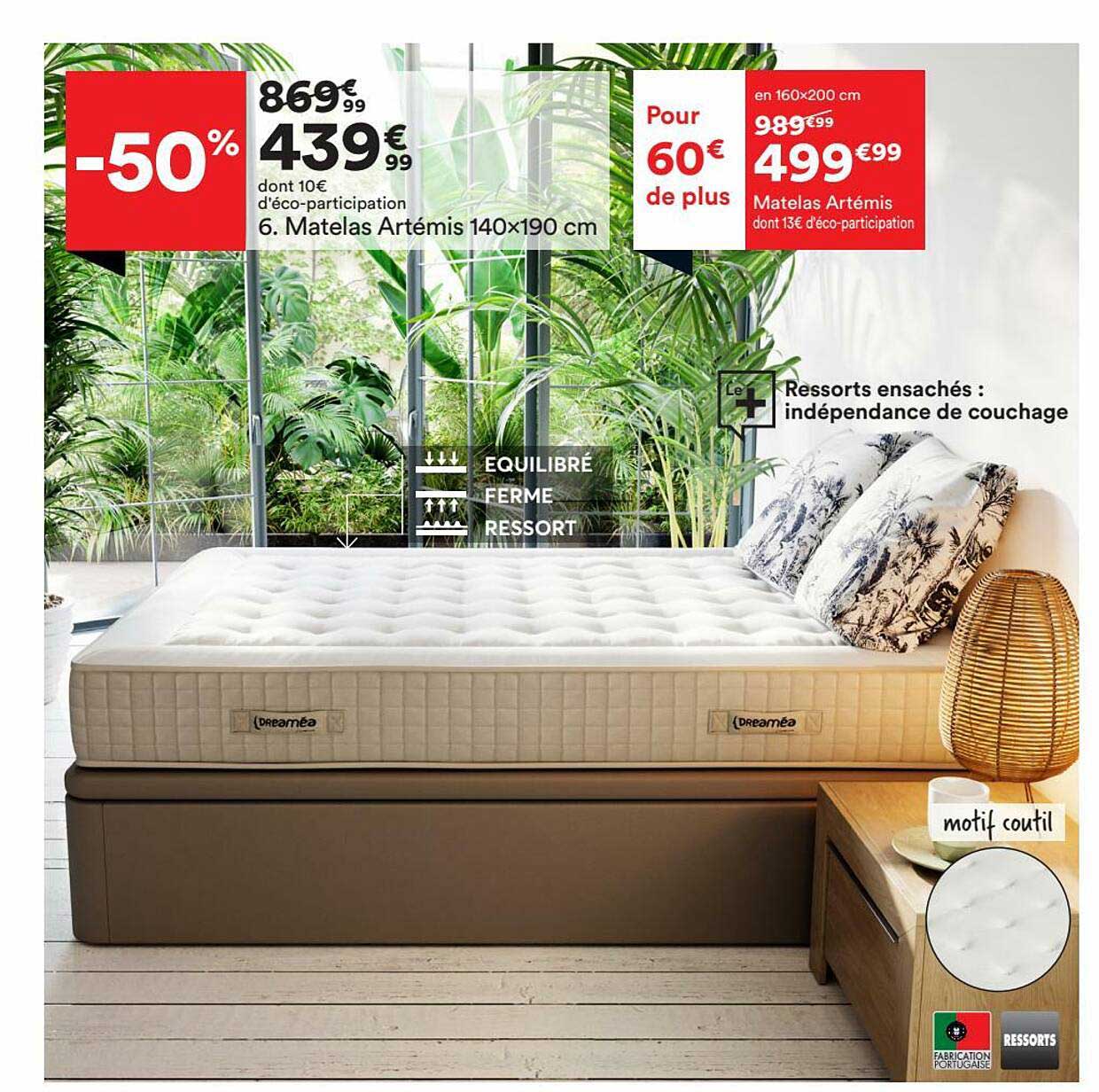 matelas artémis 140x190 cm