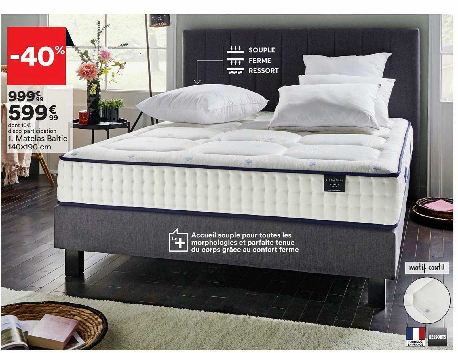 matelas baltic 140x190 cm
