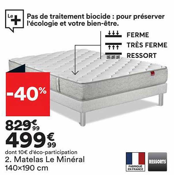 matelas le minéral 140x190 cm