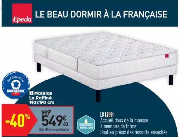matelas le raffiné 140 x 190 cm epeda