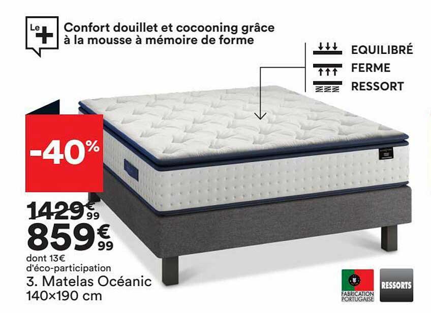 matelas océanic 140x190 cm