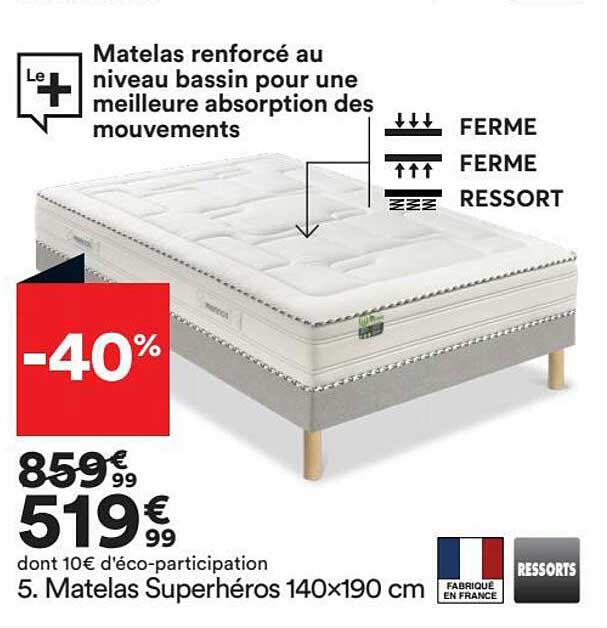 matelas superhéroes 140x190 cm