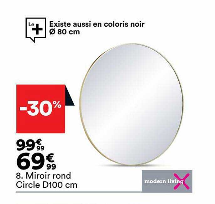miroir rond circle d100 cm modern living