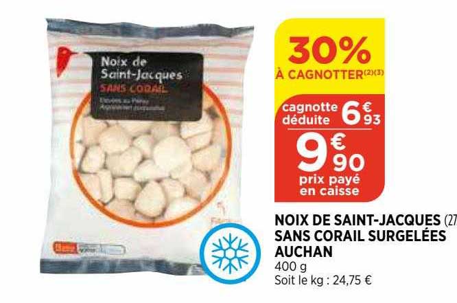 noix de saint-jacques sans corail surgelées auchan