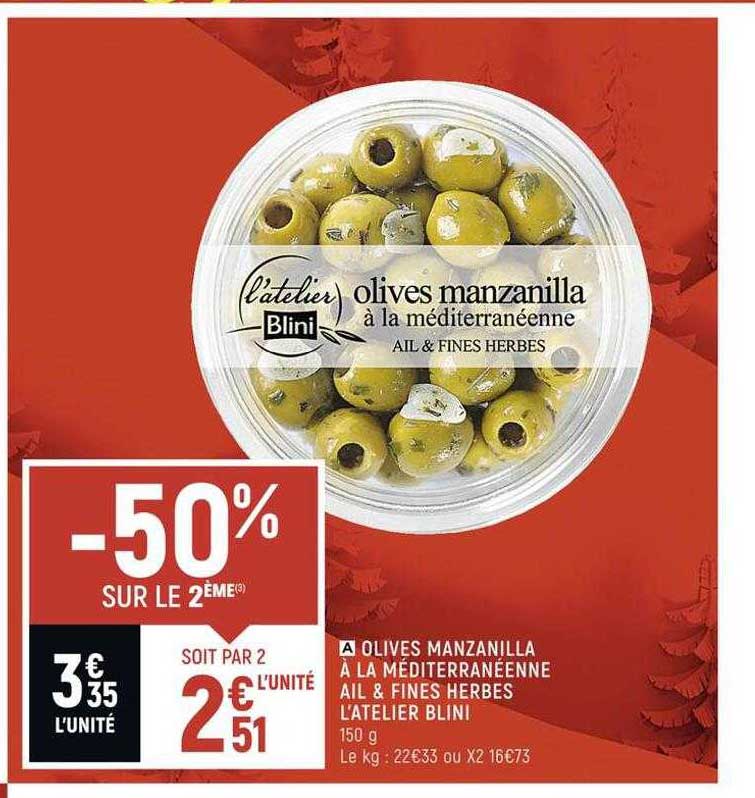 olives manzanilla à la méditerranéenne ail & fines herbes l'atelier blini