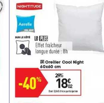 Oreiller Cool Night 60 X 60 Cm Nightitude