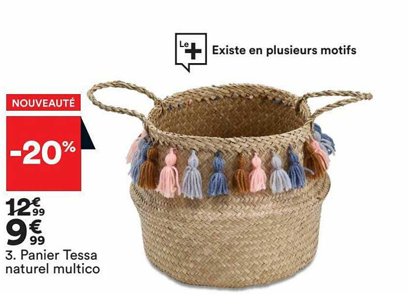 panier tessa naturel multico