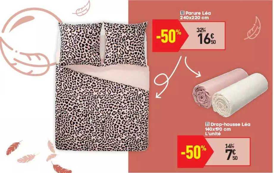 parure léa 240 x 220 cm, drap-housse léa 140 x 190 cm