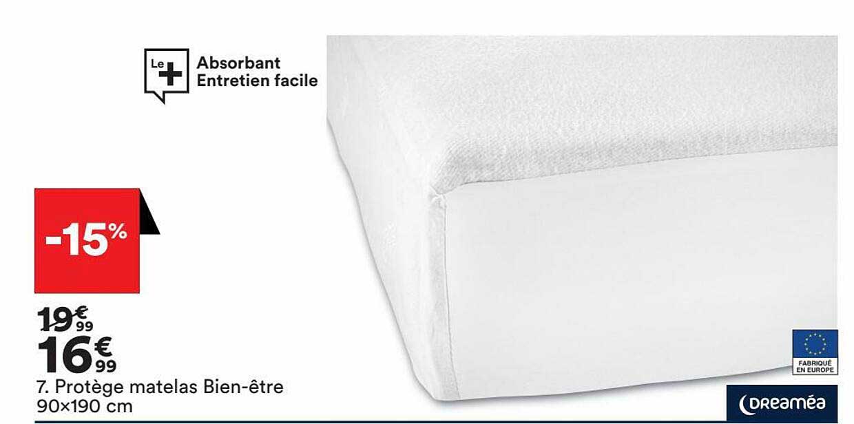 protège matelas bien-être 90x190 cm dreaméa