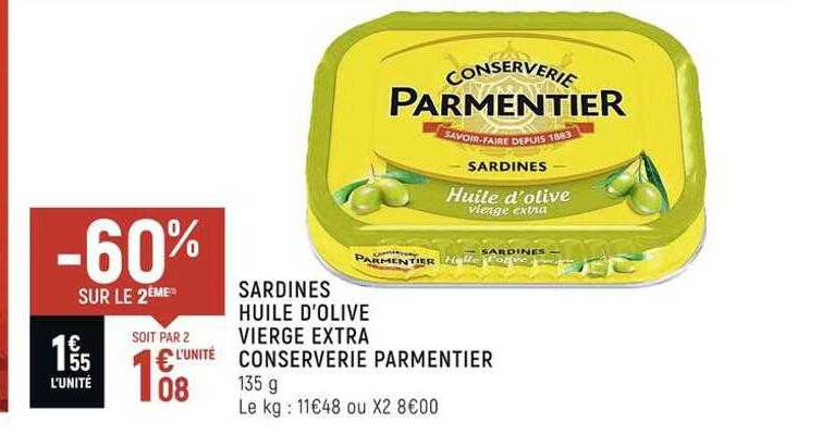 sardines huile d'olive vierge extra conserverie parmentier