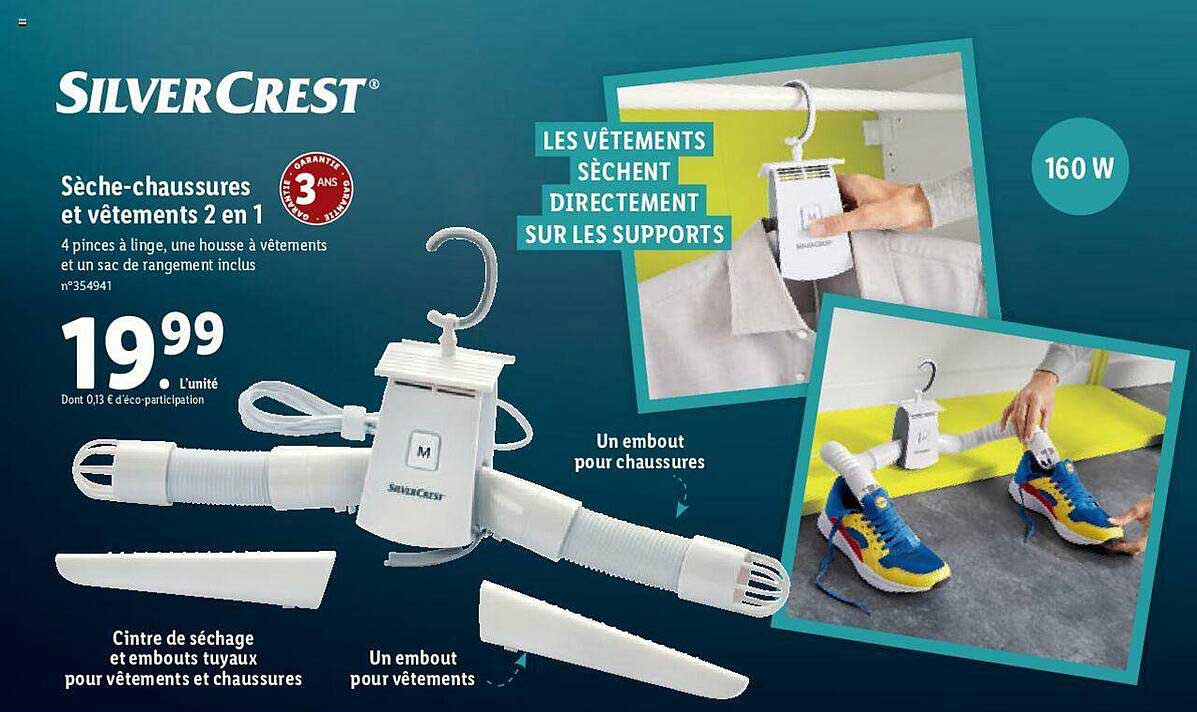 sèche-chaussures et vêtements 2 en 1 silver crest