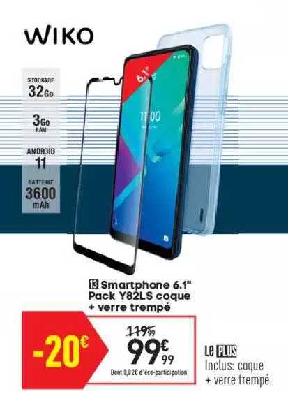 smartphone 6.1" pack y82ls coque + verre trempé wiko