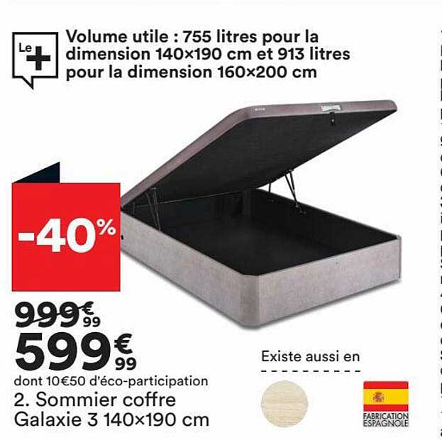 sommier coffre galaxie 3 140x190 cm
