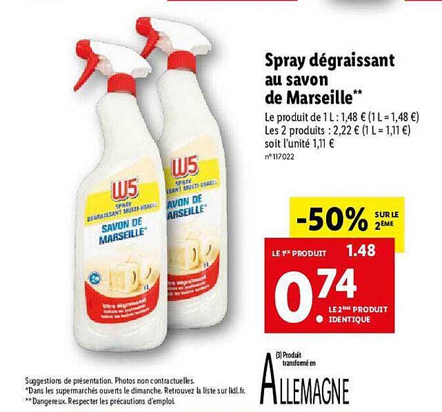 Spray Dégraissant Au Savon De Marseille W5