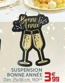 suspension bonne année dim. 25x36 cm mdf