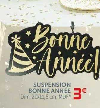 suspension bonne année dim. 20x11.8 cm mdf
