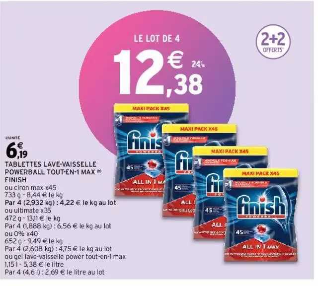 tablettes lave-vaisselle powerball tout-en-1 max finish