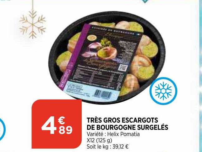 très gros escargots de bourgogne surgelés