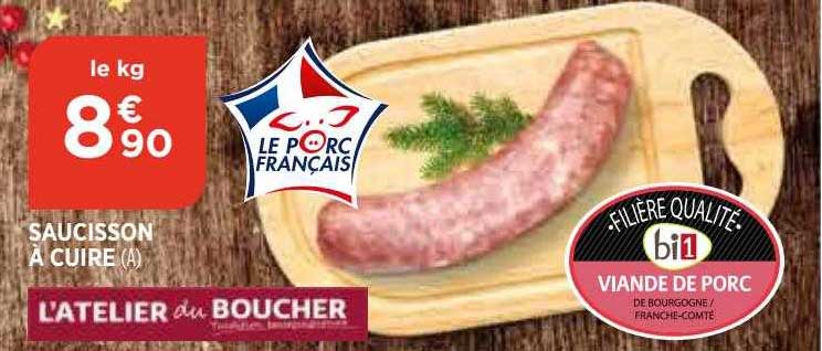 viande de porc : saucisson à cuire l'atelier du boucher