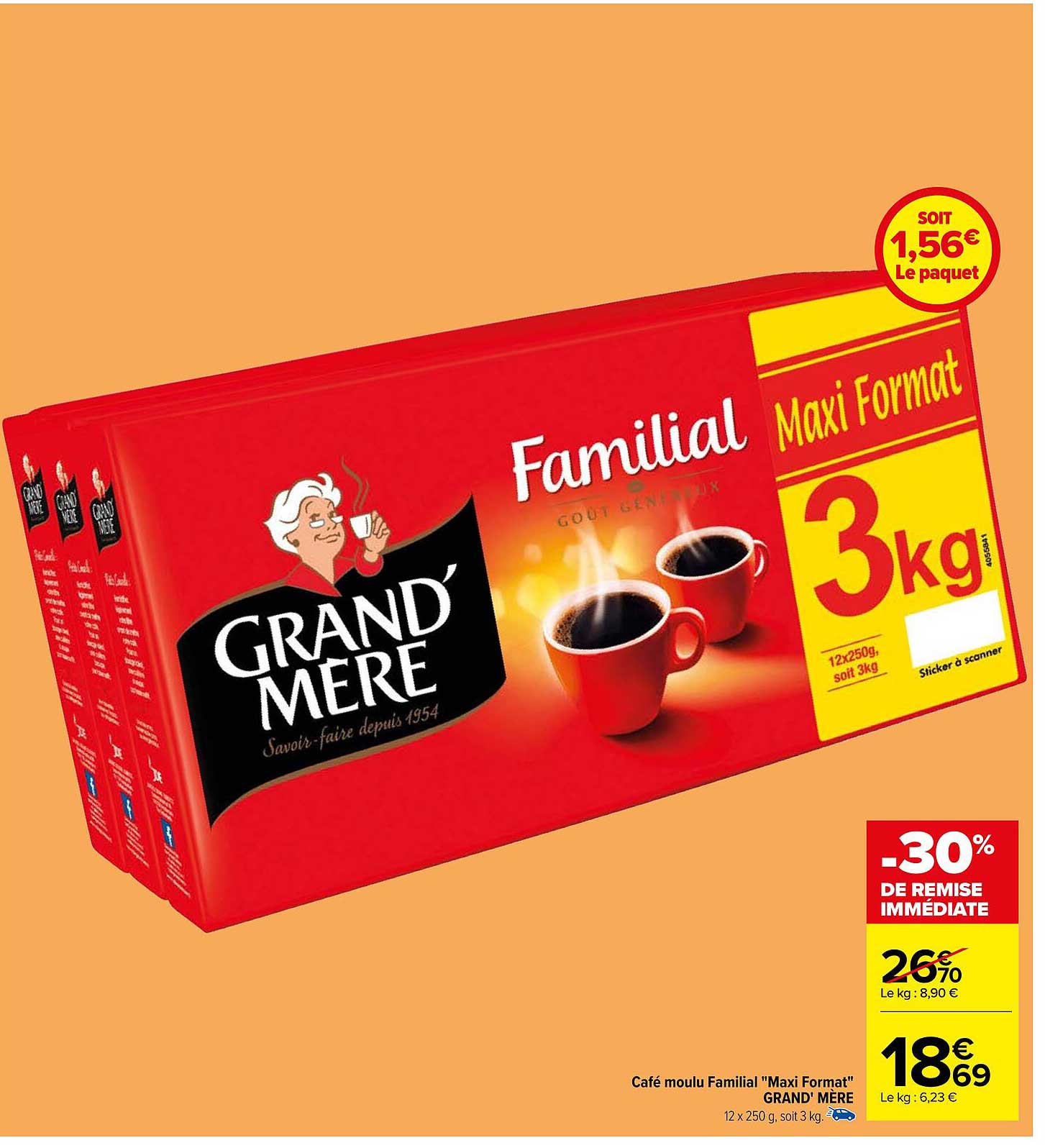 café moulu familial "maxi format" grand' mère