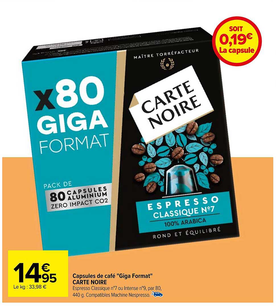capsules de café "giga format" carte noire