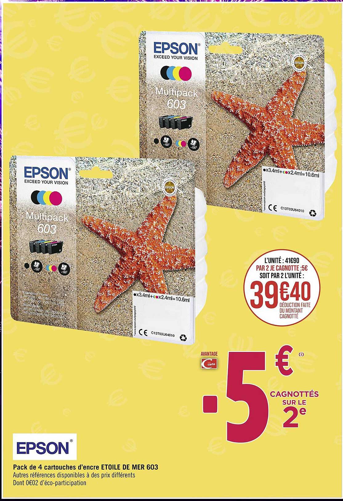 pack de 4 cartouches d'encre étoile de mer 603 epson