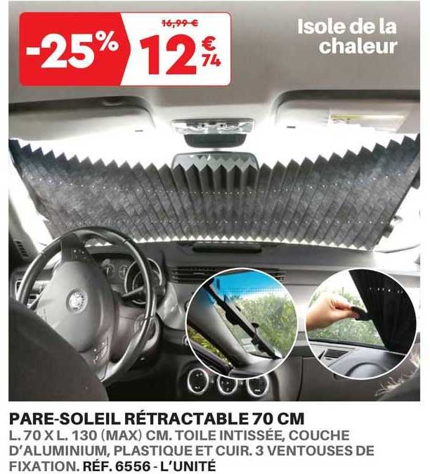 pare-soleil rétractable 70 cm