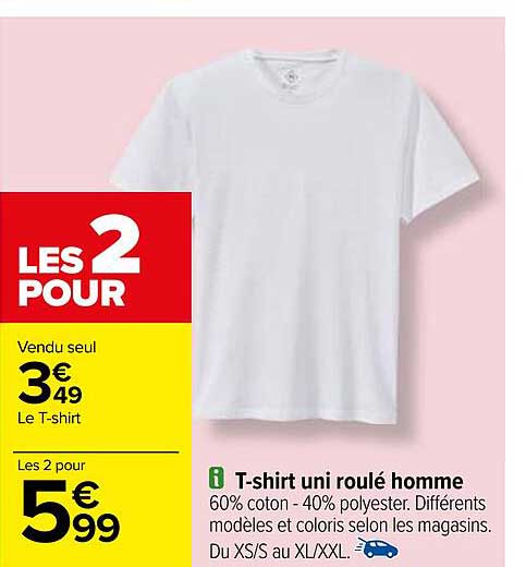 t-shirt uni roulé homme
