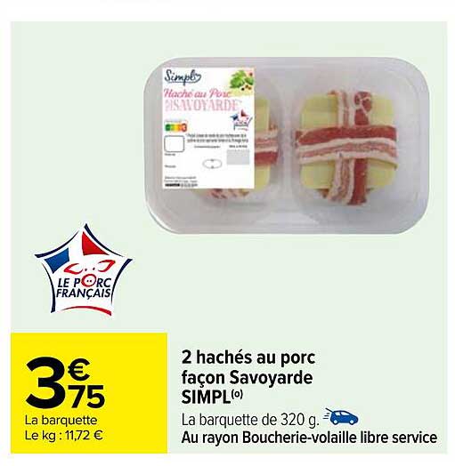 2 hachés au porc façon savoyarde simpl