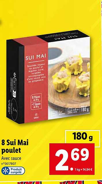 8 sui mai poulet
