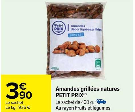 amandes grillées natures petit prix