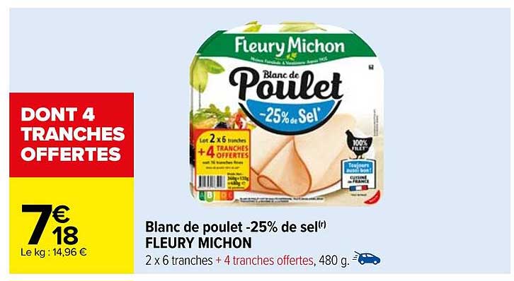 blanc de poulet -25% de sel fleury michon