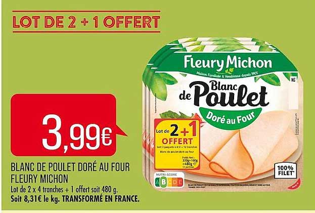 blanc de poulet doré au four fleury michon