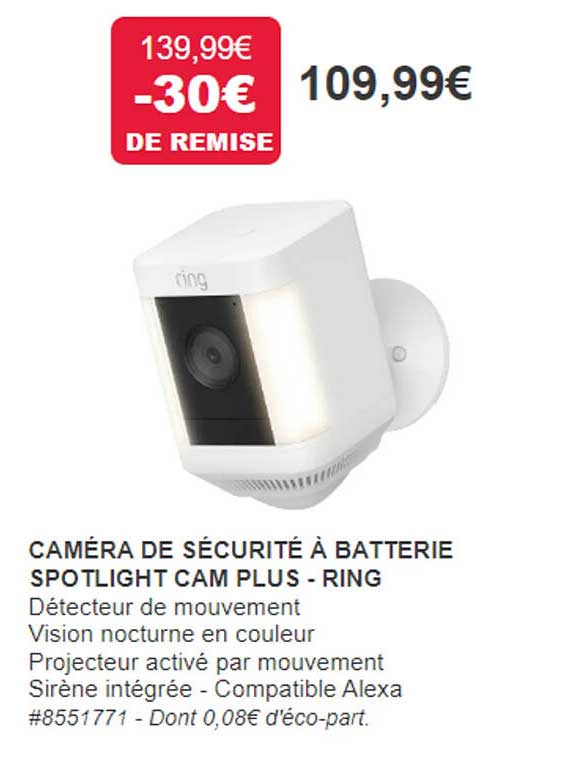 caméra de sécurité à batterie spotlight cam plus - ring