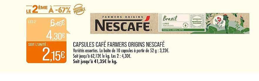 capsules café farmers origins nescafé