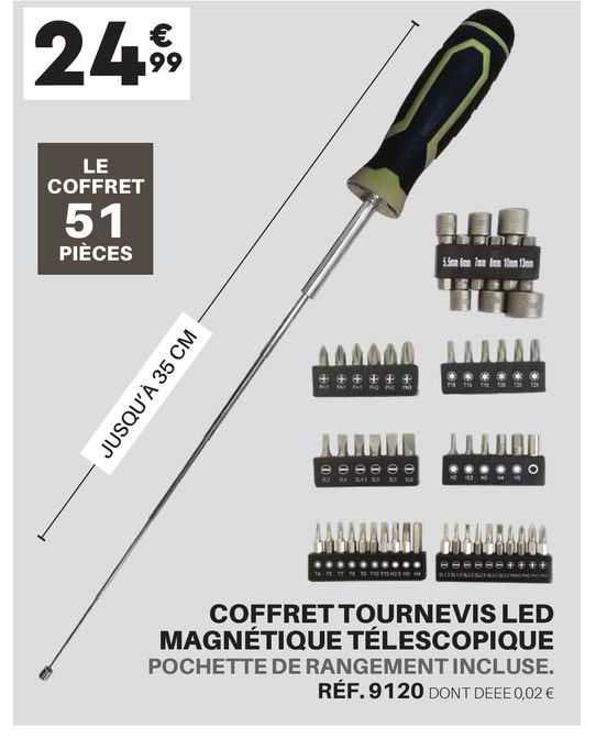 Coffret Tournevis Led Magnétique Télescopique