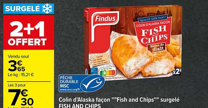 colin d'alaska façon "fish and chips" surgelés fish and chips