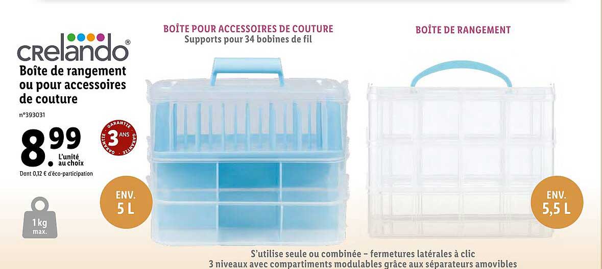 crelando boîte de rangement ou pour accessoires de couture