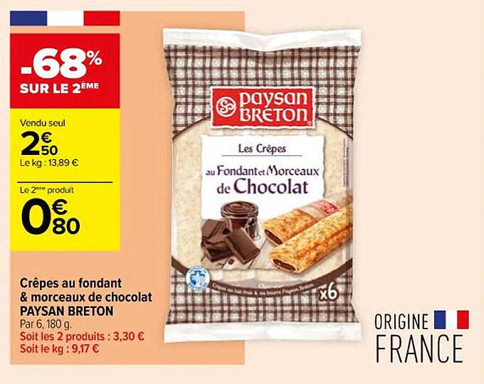 crêpes au fondant & morceaux de chocolat paysan breton